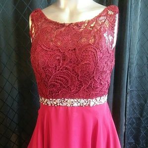 Burgundy Lace Short Dress